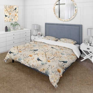 Designart "Japanese Zen Garden Bird" cottage bedding set with shams ...